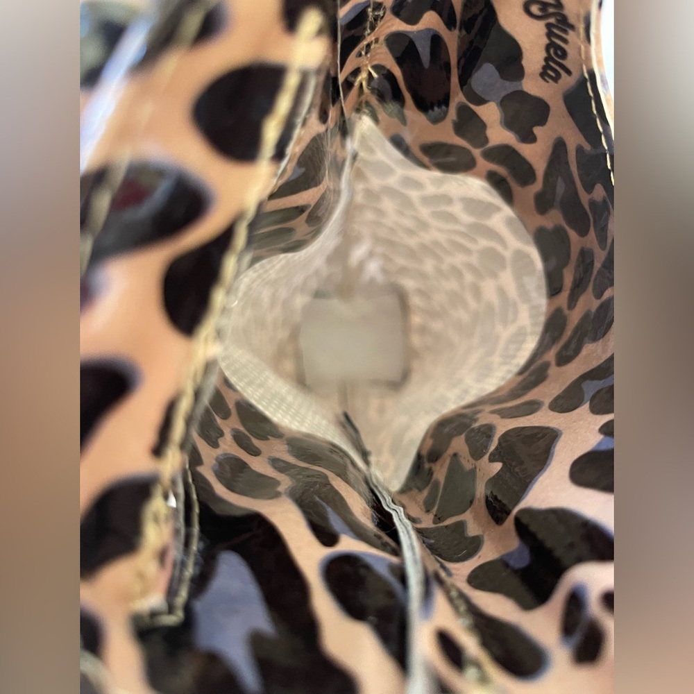 Consuela Leopard Print Wine Tote Carrier Glossy Coated Canvas Single Bottle Bag - Picture 7 of 7